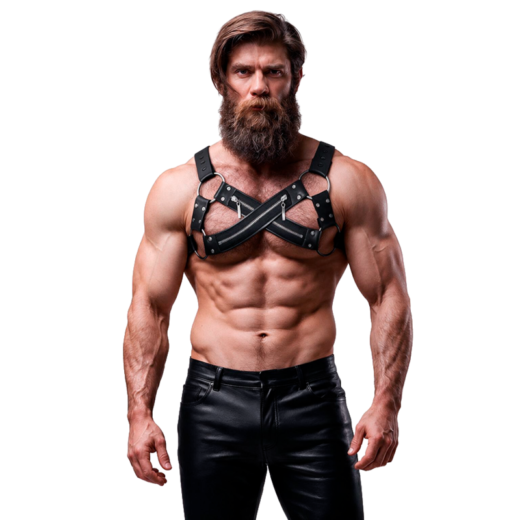Fetish Submissive Attitude Adjustable Neoprene Cross-Over Chest Bulldog Harness With Zippers For Men – miesten valjaat