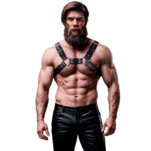Fetish Submissive Attitude Adjustable Eco-Leather Chest Bulldog Harness – miesten valjaat