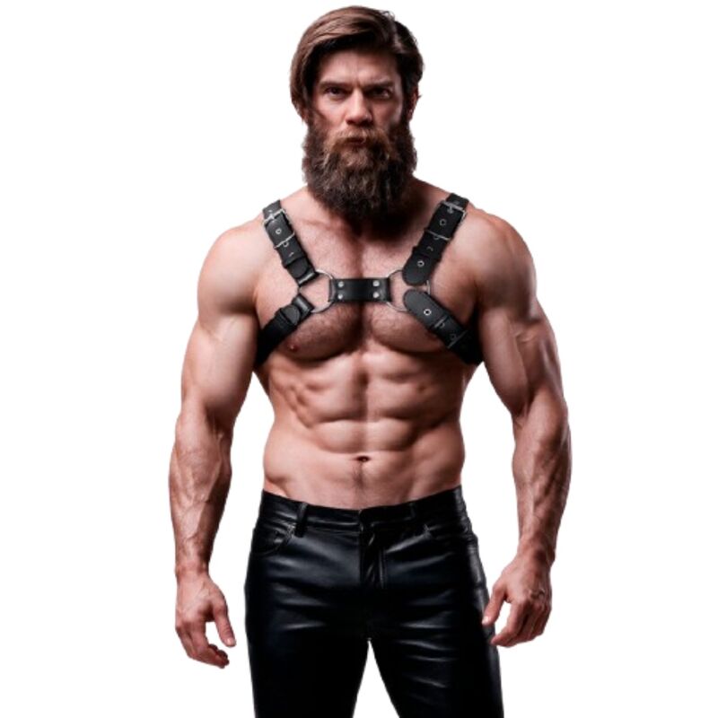 Fetish Submissive Attitude Adjustable Eco-Leather Chest Bulldog Harness – miesten valjaat